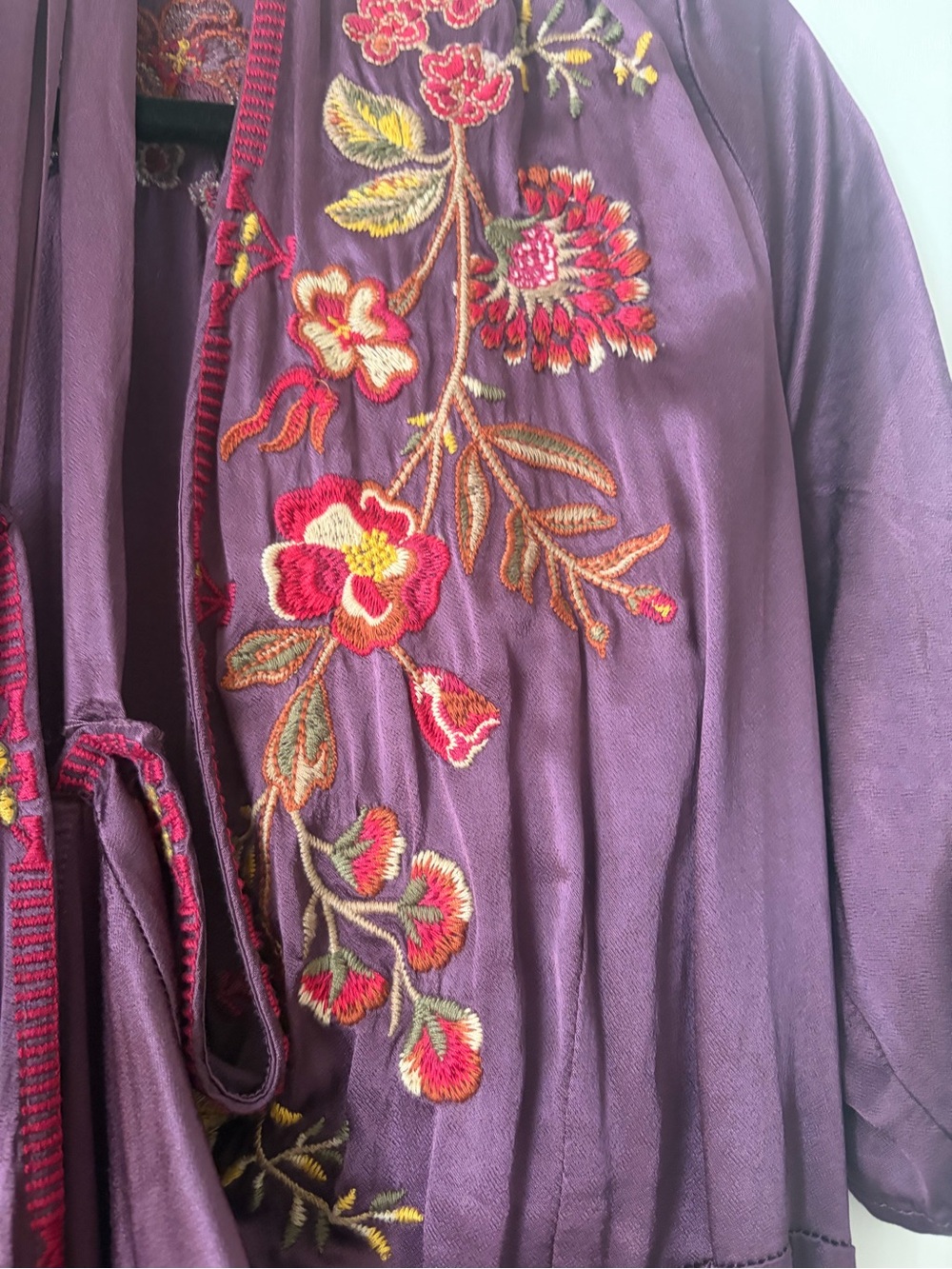 Johnny Was Plum Embroidered Maxi Dress with Floral Accents - Picture 2 of 10